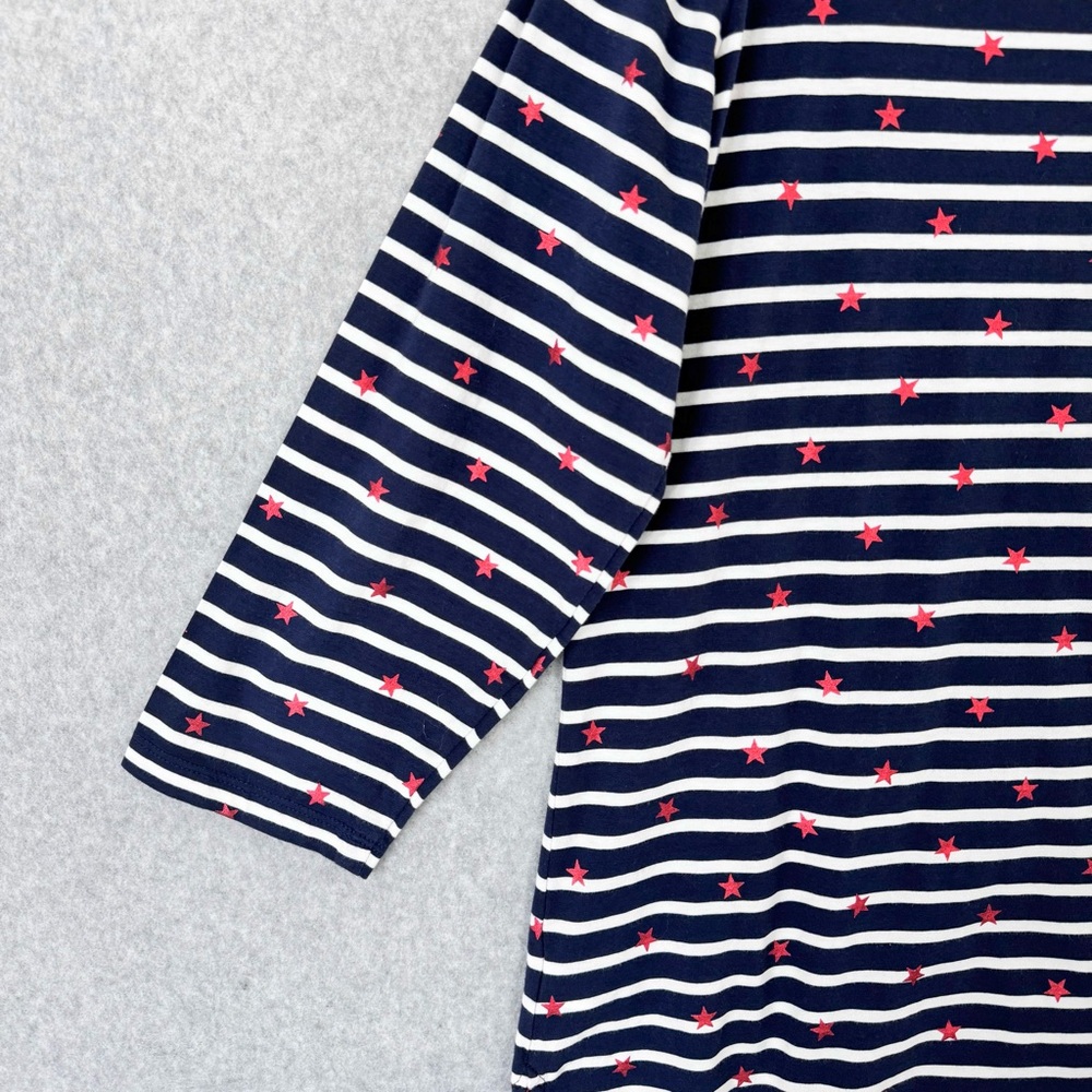 Boden T Shirt Women 16 / 18 Blue White Striped Red Stars Long Sleeve Cotton READ - Picture 9 of 16